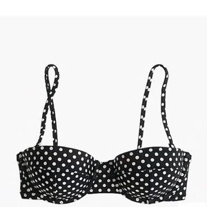 J. Crew Underwire Bikini Top in Polka Dot Black